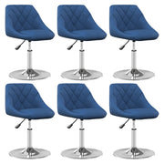 Dining chairs swivel 6 pcs velvet blue