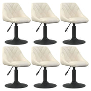 Eetkamerstoelen draaibaar fluweel crème 6 stuks
