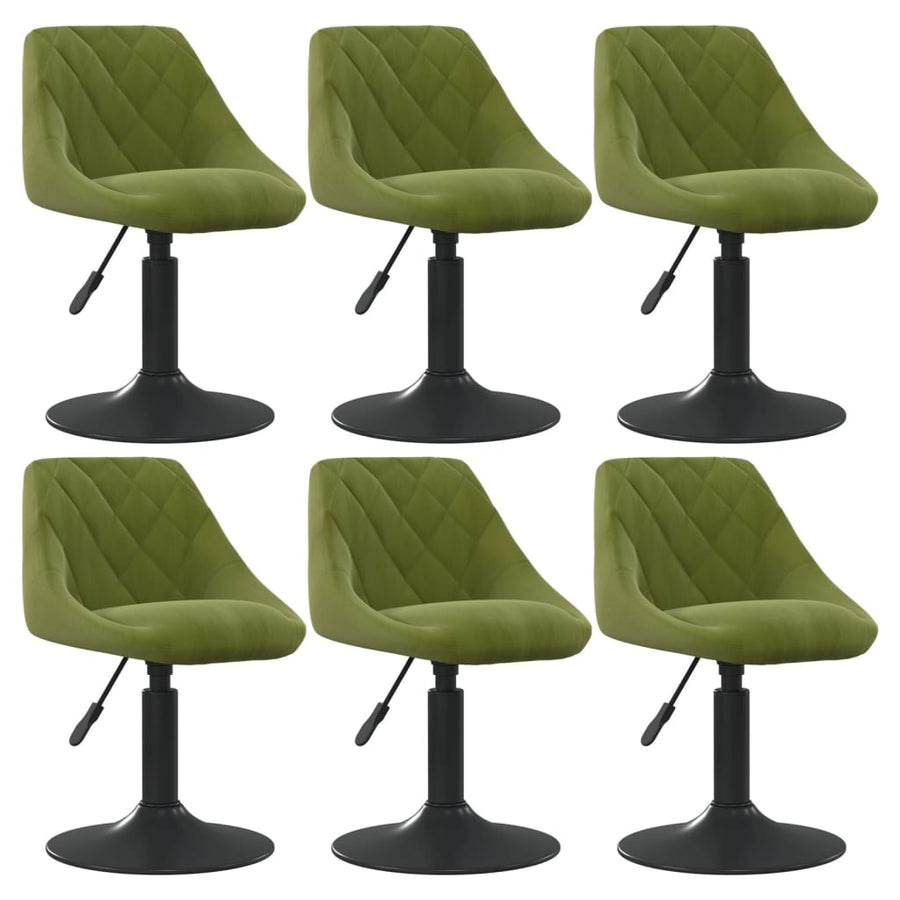 Eetkamerstoelen draaibaar 6 st fluweel lichtgroen