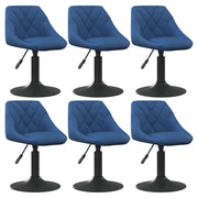 Eetkamerstoelen draaibaar fluweel blauw 6 stuks