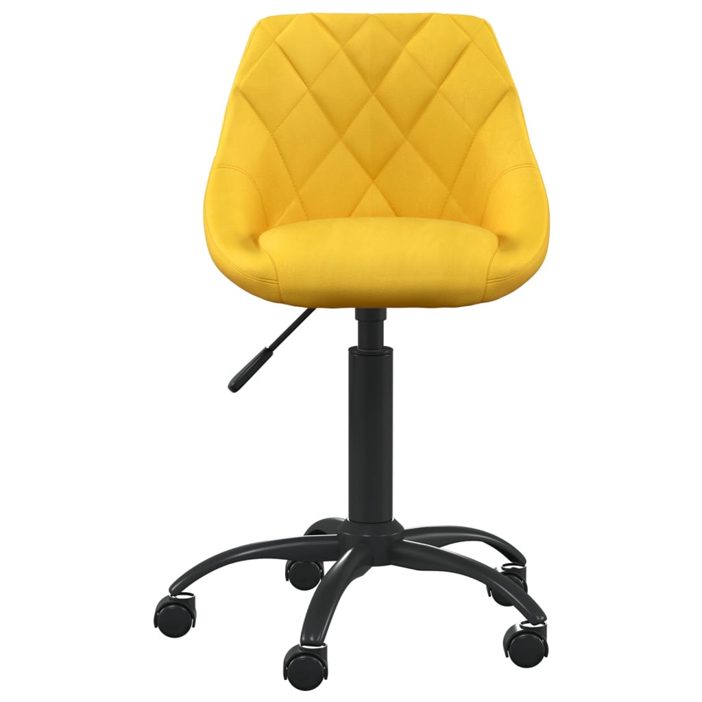 Kantoorstoel fluweel mosterdgeel