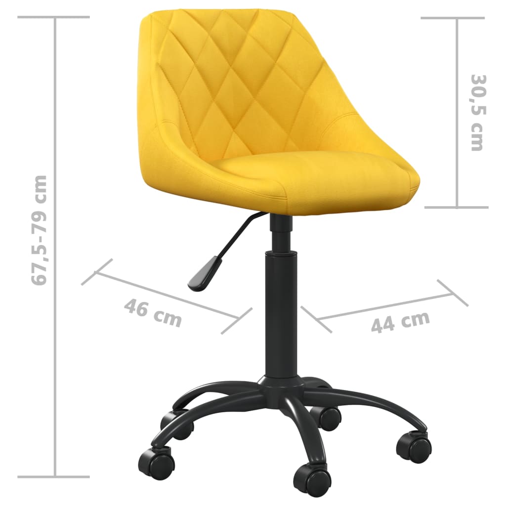 Kantoorstoel fluweel mosterdgeel