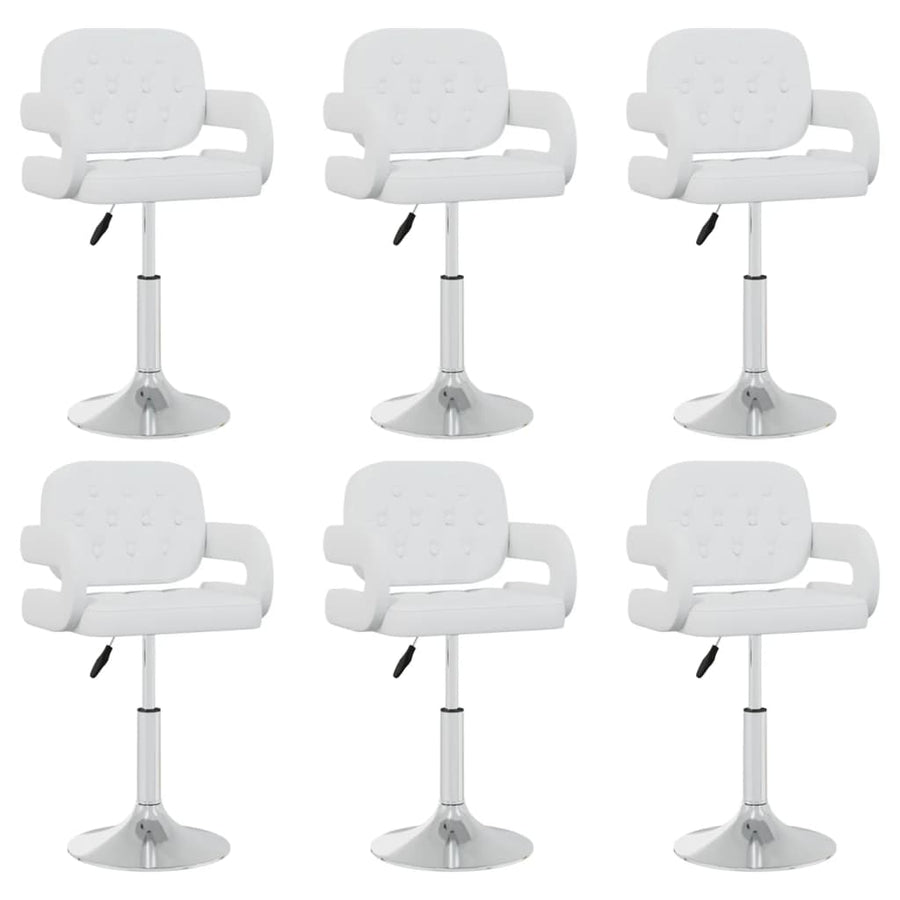 Eetkamerstoelen draaibaar 6 st kunstleer wit 6 Wit