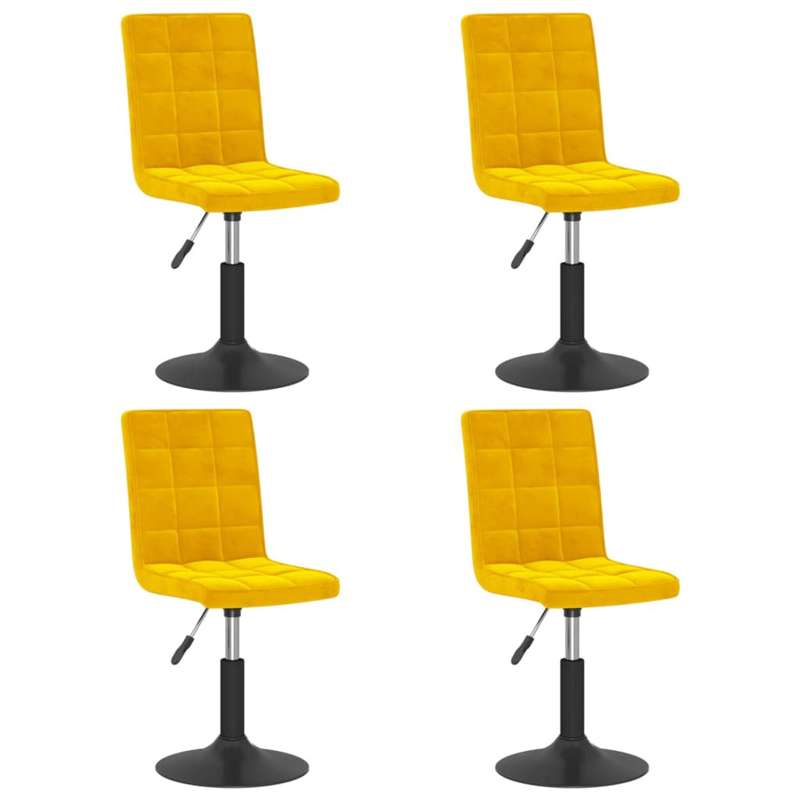 Eetkamerstoelen draaibaar 4 st fluweel mosterdgeel