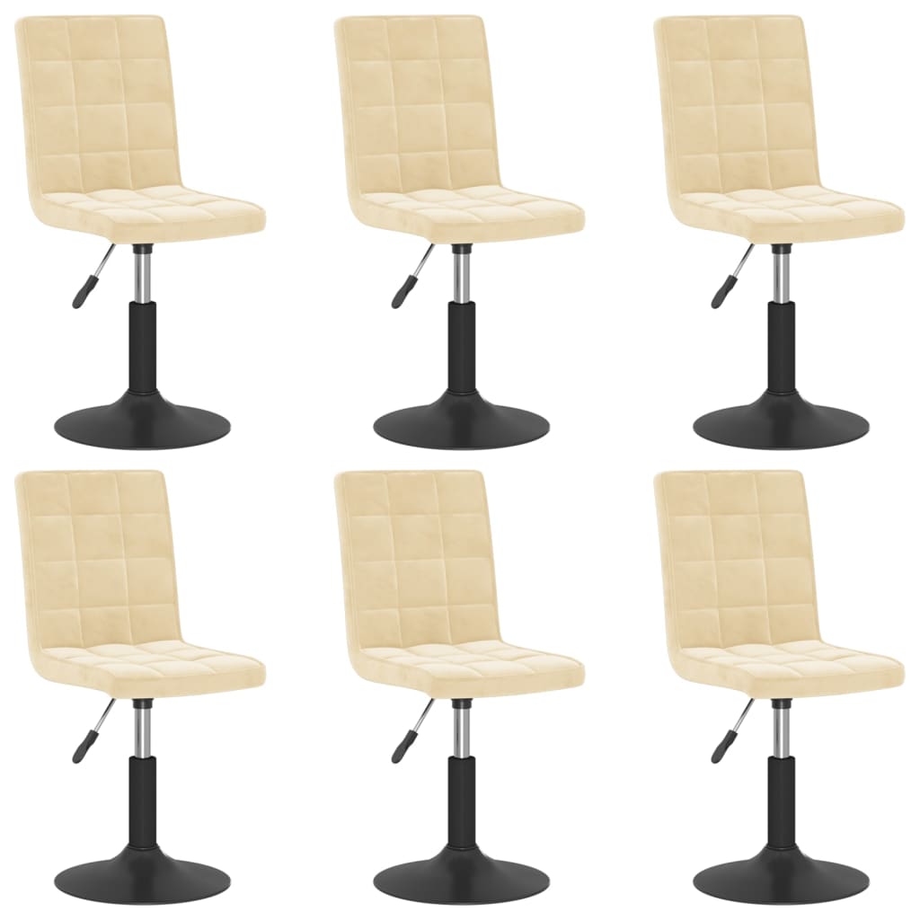 Eetkamerstoelen draaibaar 6 st fluweel crèmekleurig