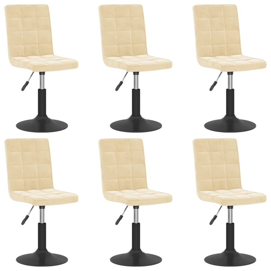 Eetkamerstoelen draaibaar 6 st fluweel crèmekleurig