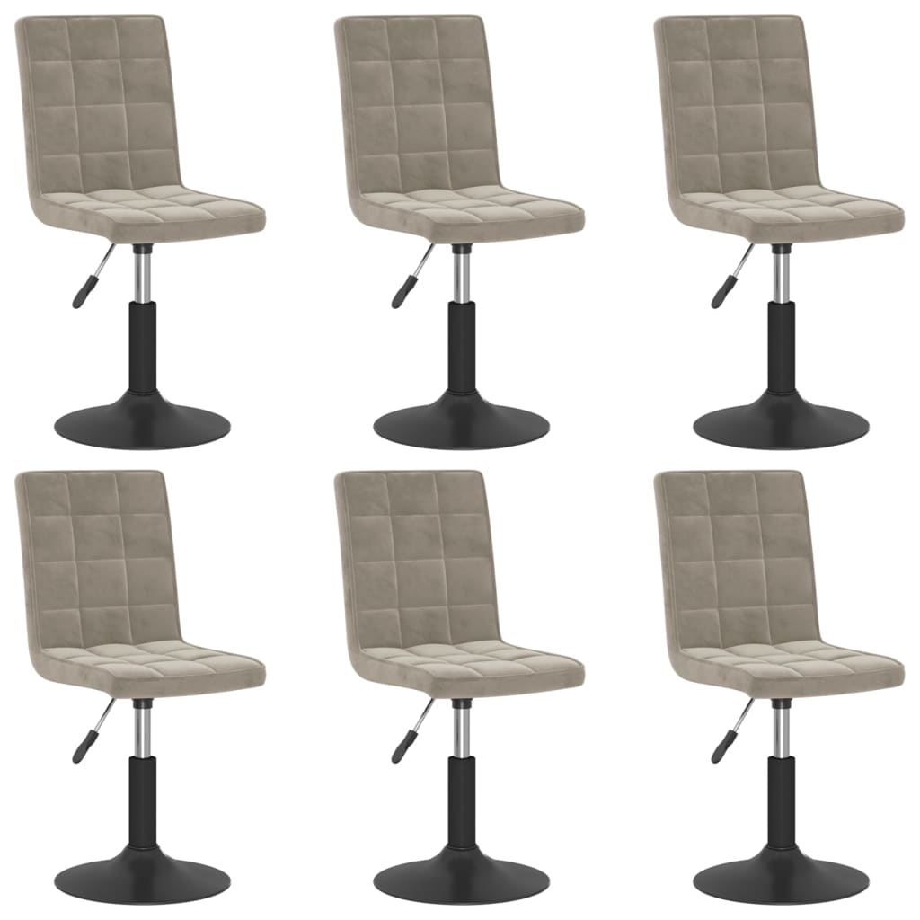 Eetkamerstoelen draaibaar 6 st fluweel lichtgrijs