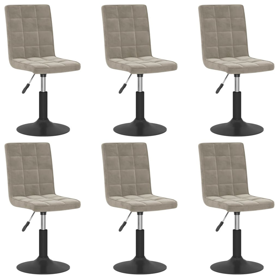 Eetkamerstoelen draaibaar 6 st fluweel lichtgrijs