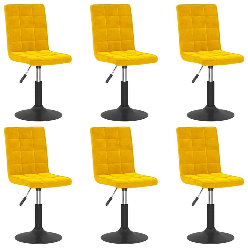 Eetkamerstoelen draaibaar 6 st fluweel mosterdgeel