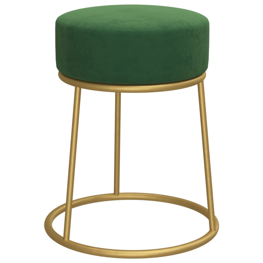 Hocker Rond Groen Mosterdgeel Fluweel