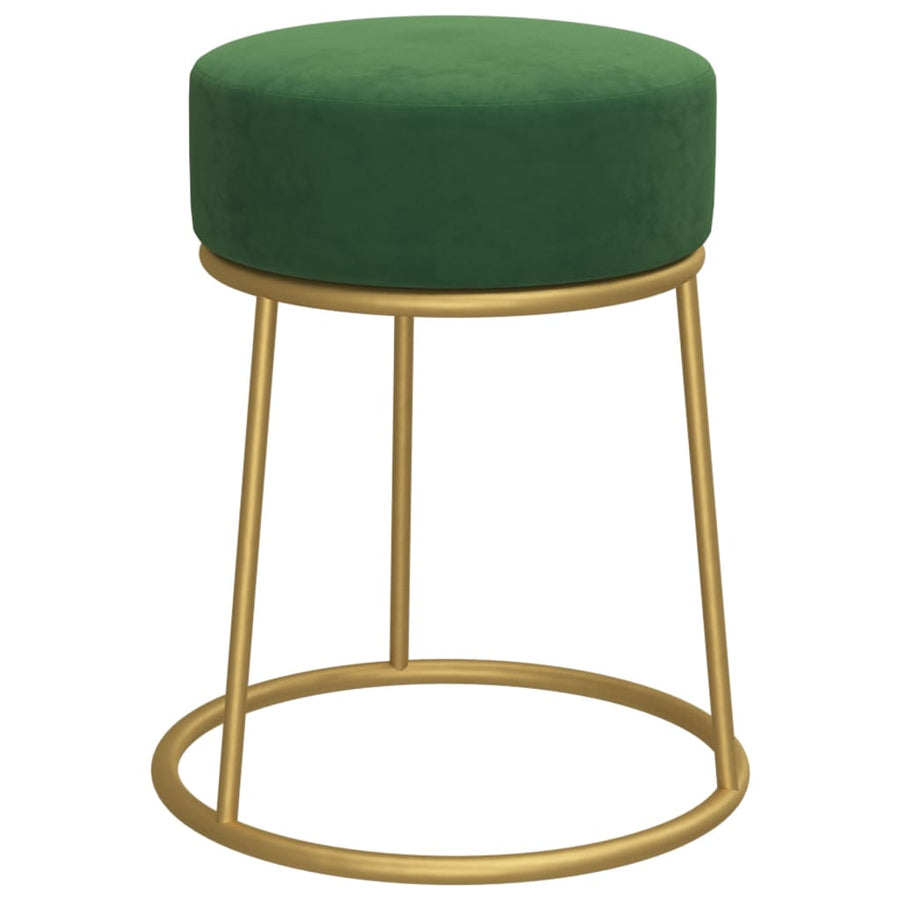 Hocker Rond Groen Mosterdgeel Fluweel