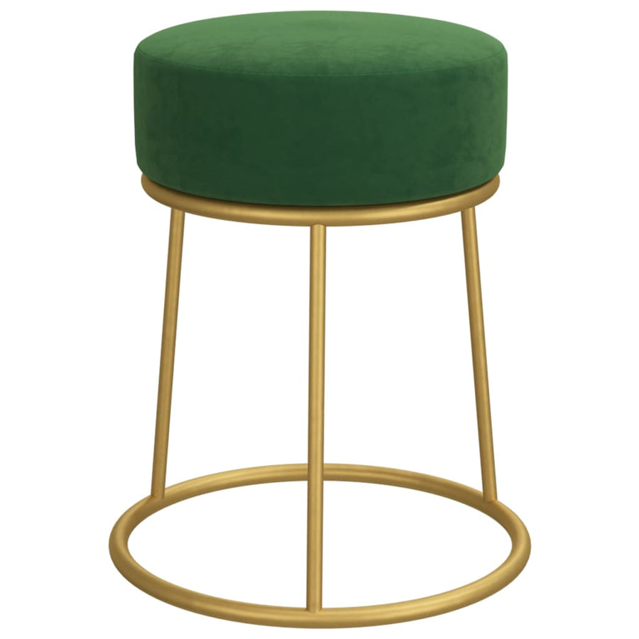 Hocker Rond Groen Mosterdgeel Fluweel