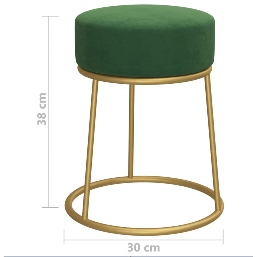 Hocker Rond Groen Mosterdgeel Fluweel