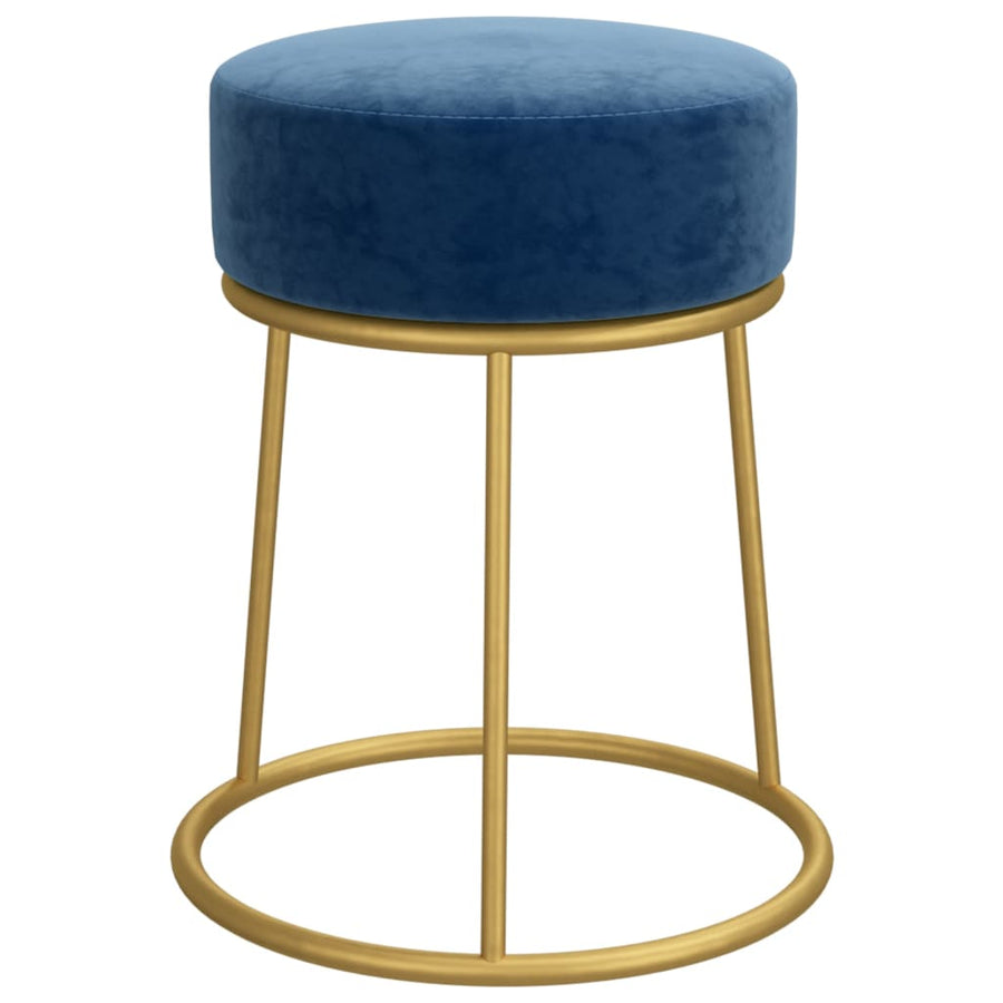 Hocker Rond Blauw Fluweel