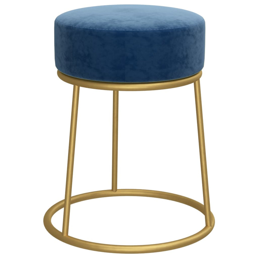 Hocker Rond Blauw Fluweel
