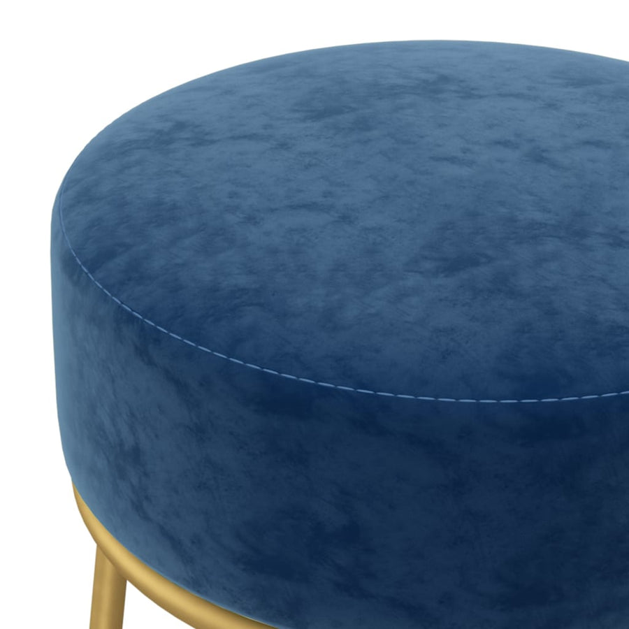 Hocker Rond Blauw Fluweel