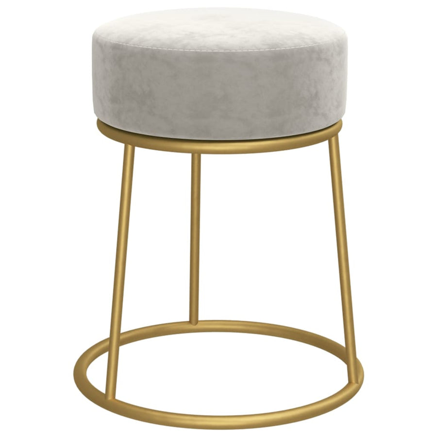 Hocker Rond Lichtgrijs Fluweel