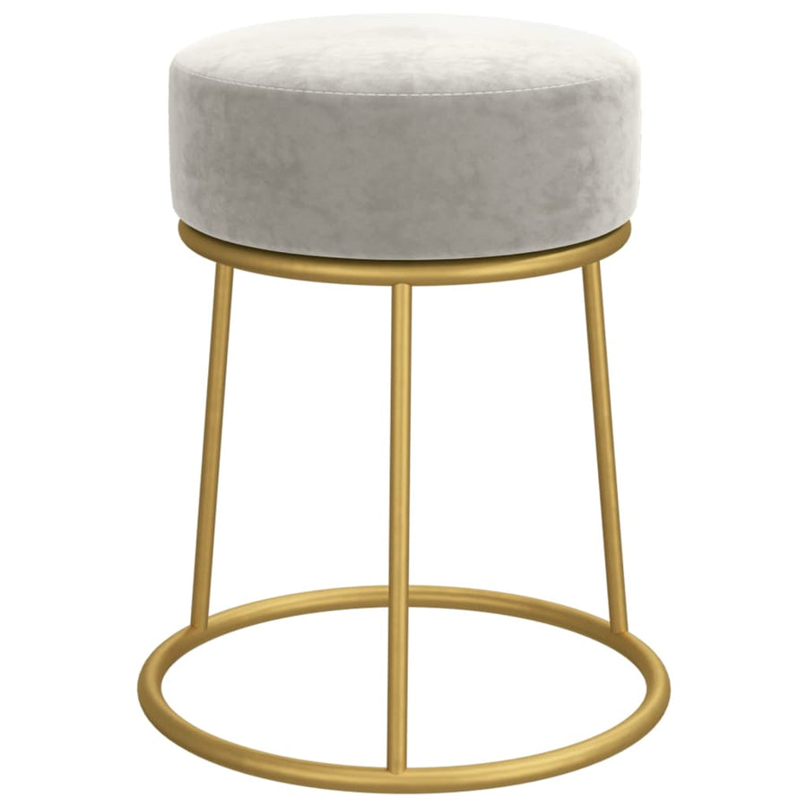 Hocker Rond Lichtgrijs Fluweel