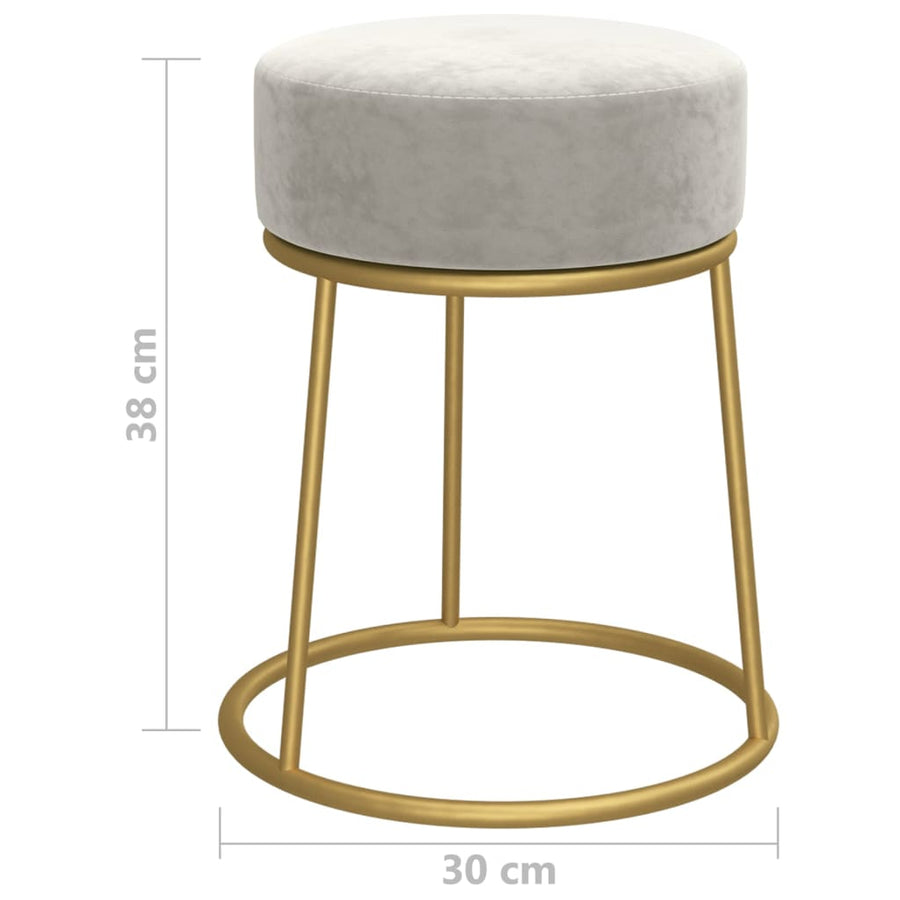 Hocker Rond Lichtgrijs Fluweel