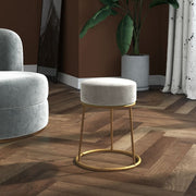 Hocker rond 30x38 cm fluweel lichtgrijs