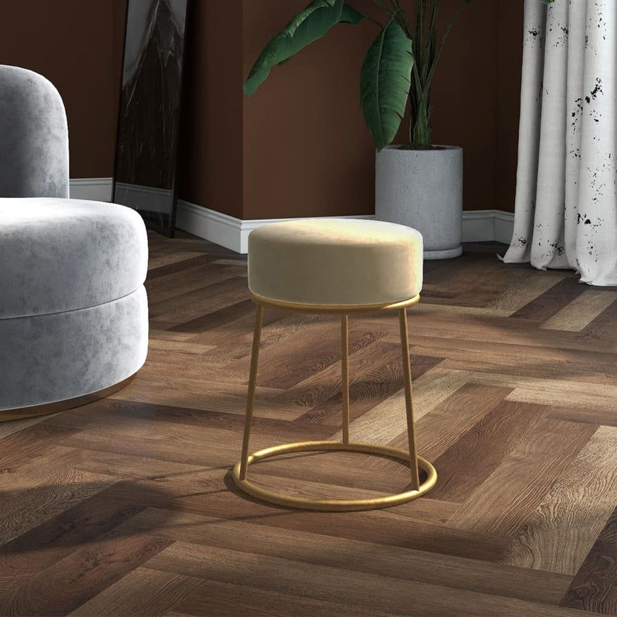 Hocker Rond Donkergrijs Fluweel