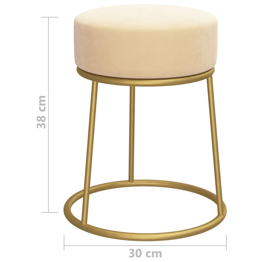 Hocker Rond Kleurig Abrikoos Fluweel
