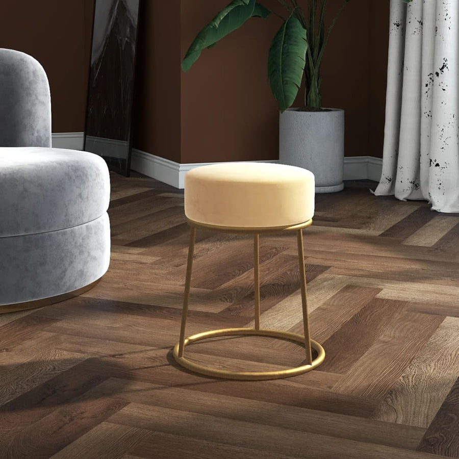 Hocker Rond Kleurig Abrikoos Fluweel