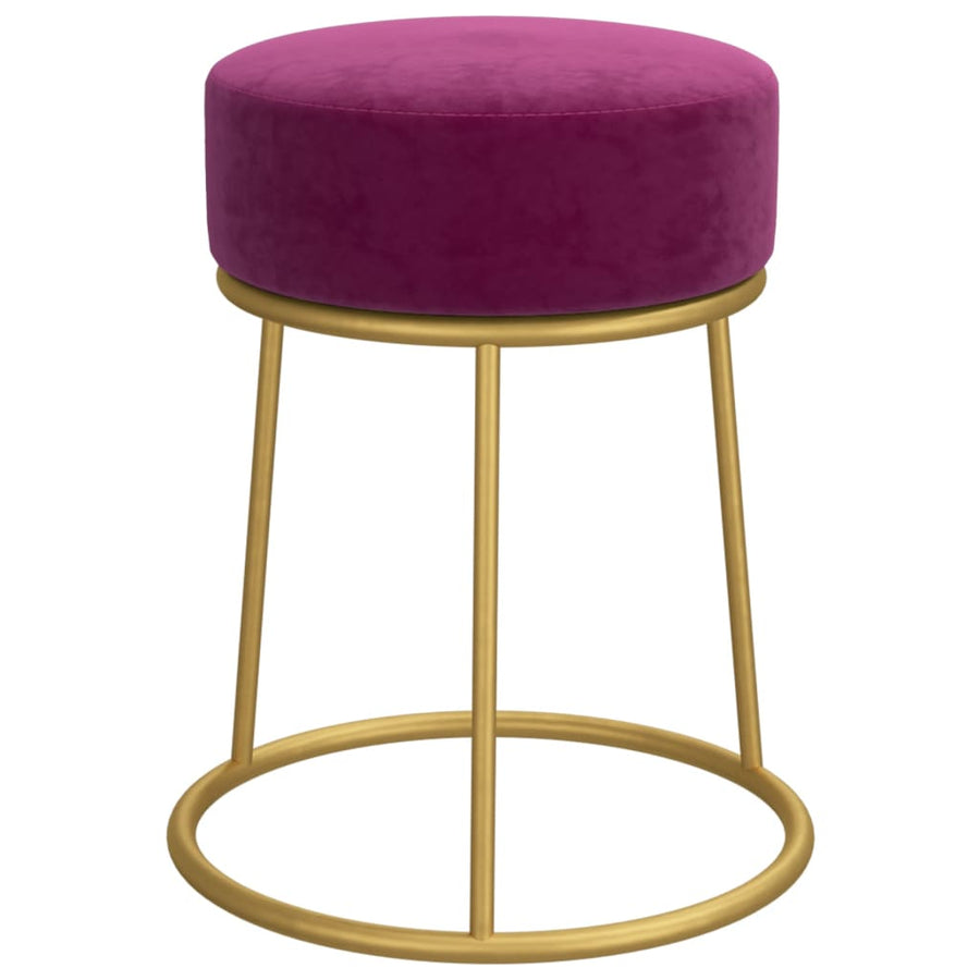 Hocker Rond Paars Fluweel