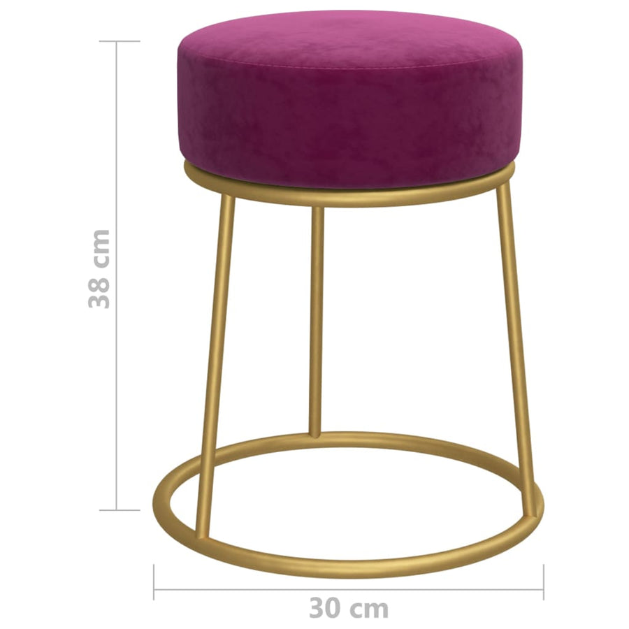 Hocker Rond Paars Fluweel