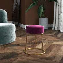 Hocker Rond Paars Fluweel