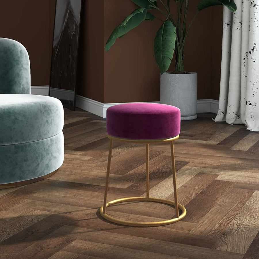Hocker Rond Paars Fluweel