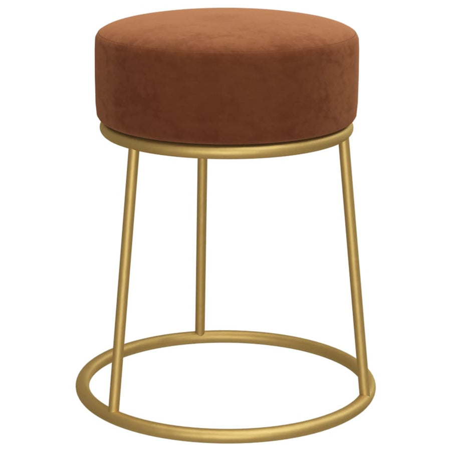 Hocker Rond Bruin Fluweel