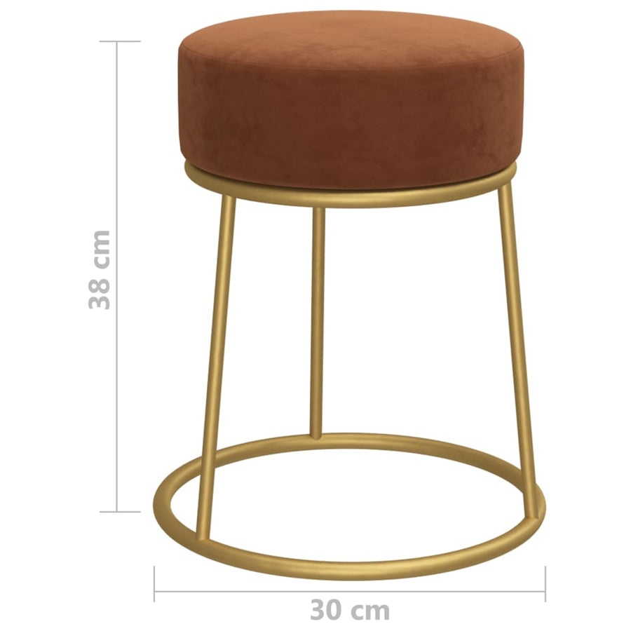 Hocker Rond Bruin Fluweel