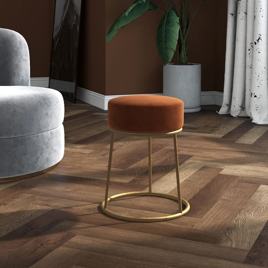 Hocker Rond Bruin Fluweel