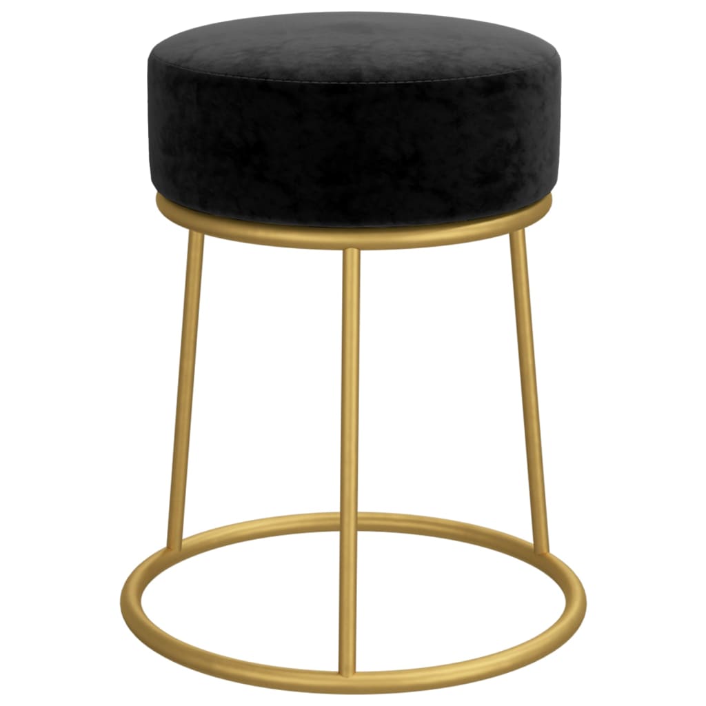 Hocker Rond Zwart Fluweel