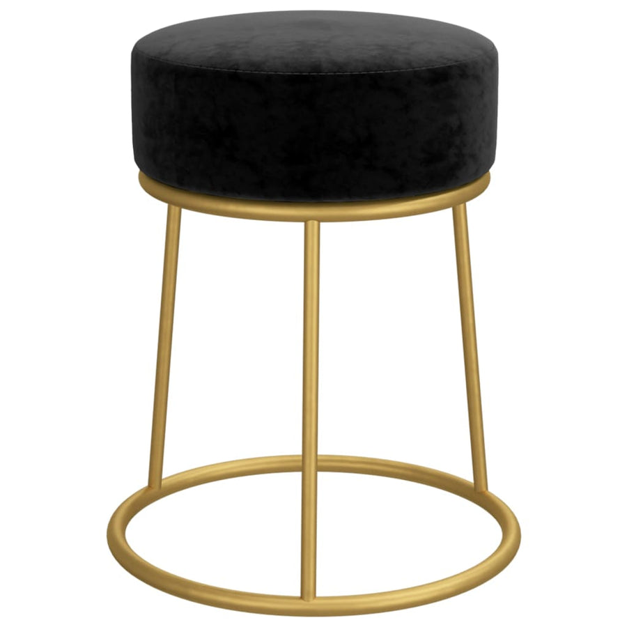Hocker Rond Zwart Fluweel