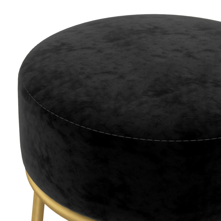 Hocker Rond Zwart Fluweel
