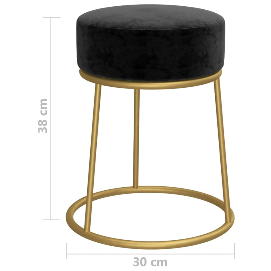 Hocker Rond Zwart Fluweel