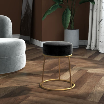 Hocker Rond Zwart Fluweel