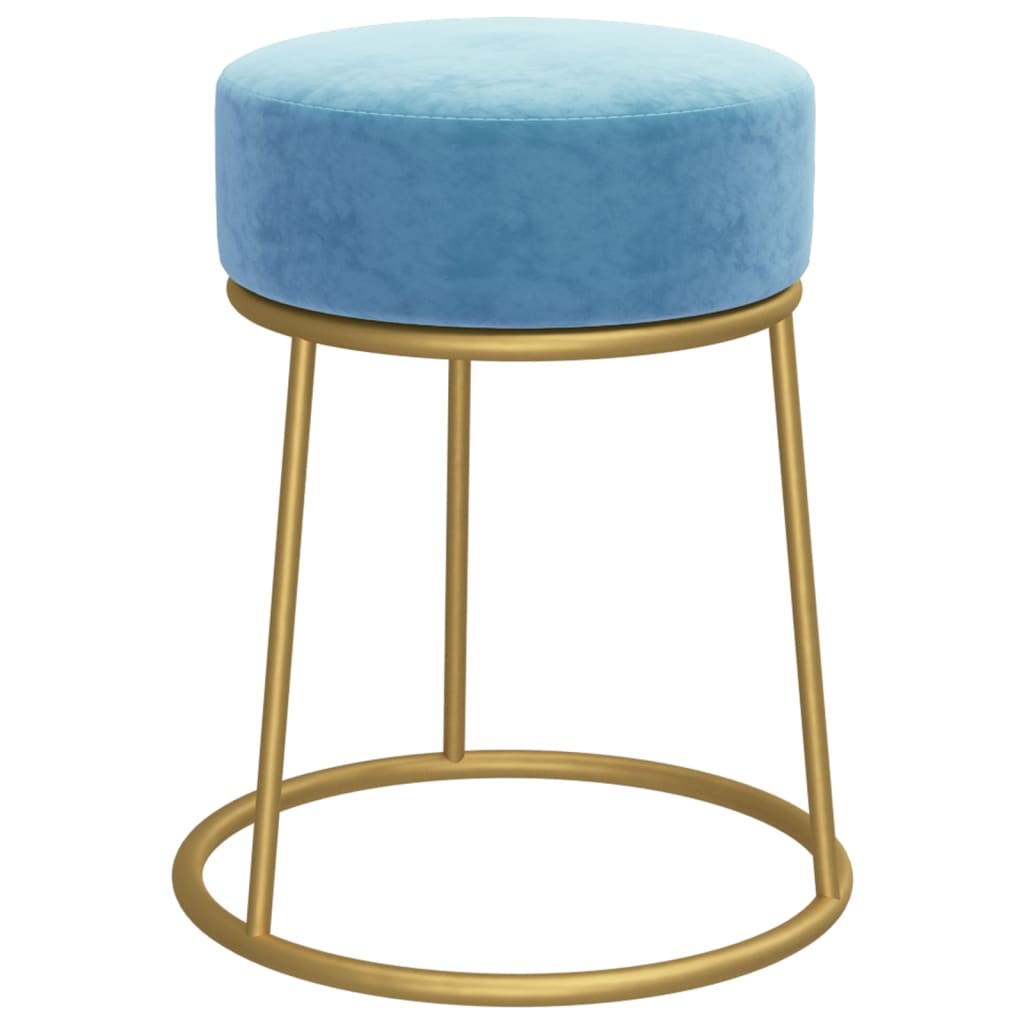 Hocker Rond lichtblauw Fluweel