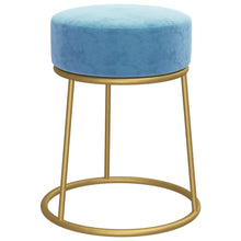 Hocker Rond lichtblauw Fluweel