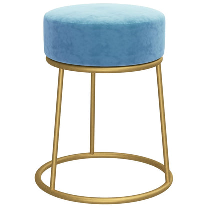 Hocker Rond lichtblauw Fluweel