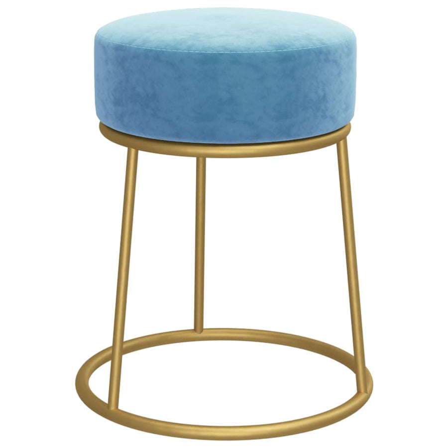Hocker Rond lichtblauw Fluweel