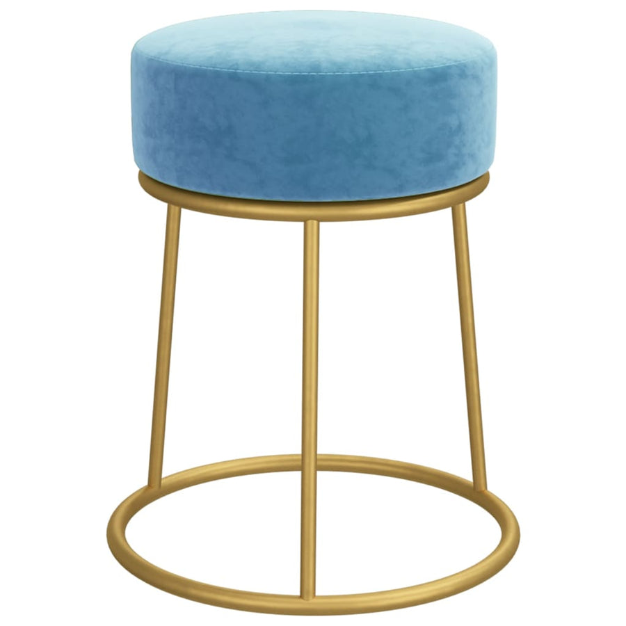 Hocker Rond lichtblauw Fluweel