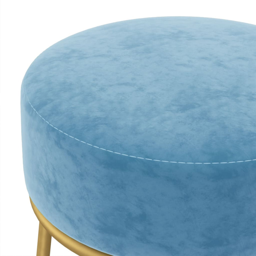 Hocker Rond lichtblauw Fluweel