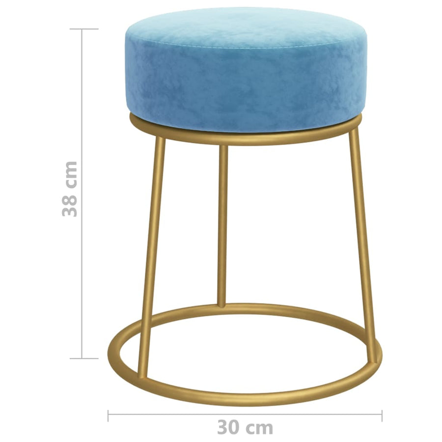 Hocker Rond lichtblauw Fluweel