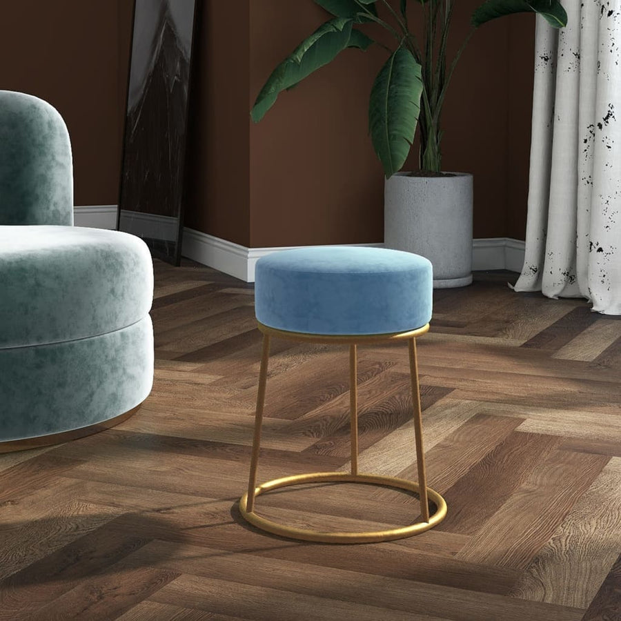 Hocker Rond lichtblauw Fluweel