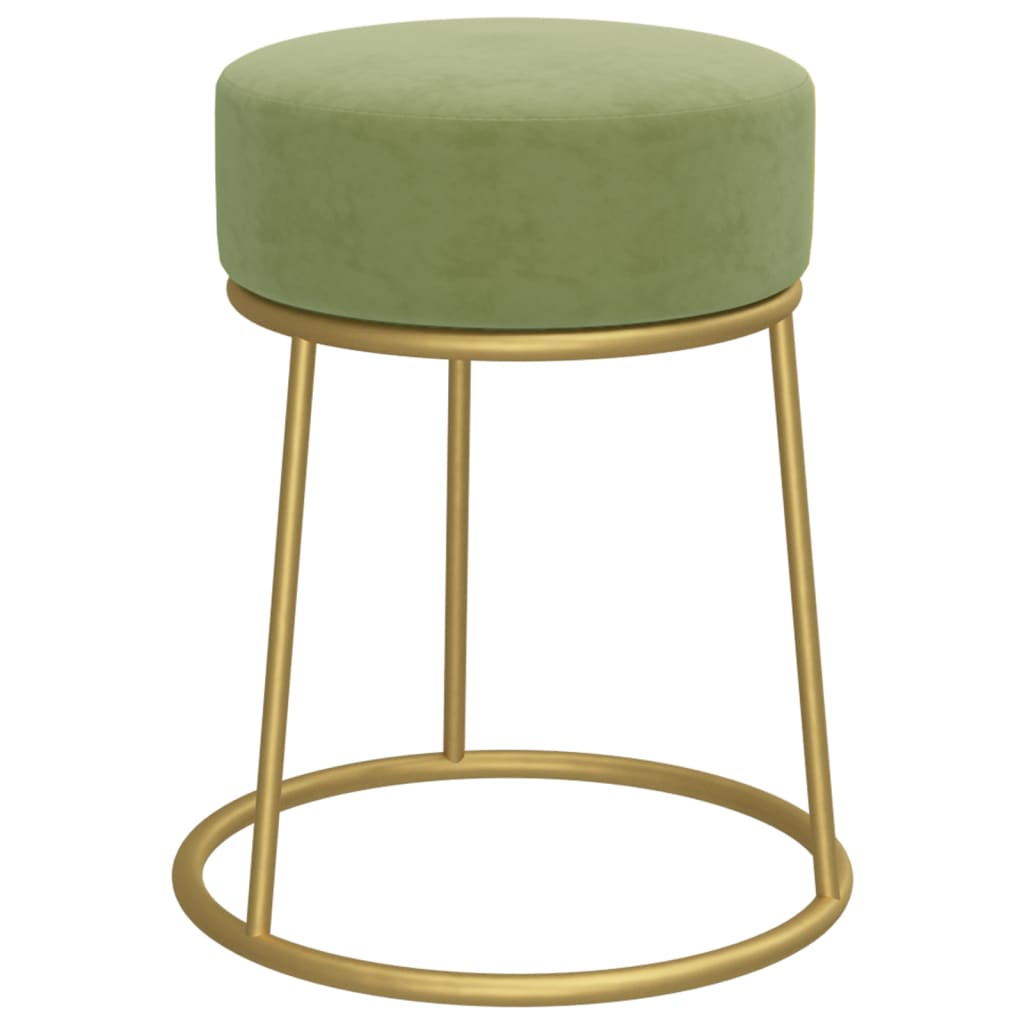 Hocker Rond Mosterd Groen Fluweel