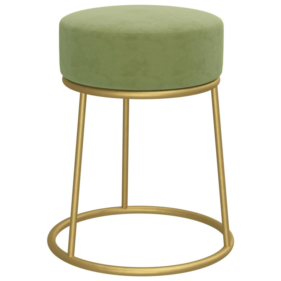Hocker Rond Mosterd Groen Fluweel