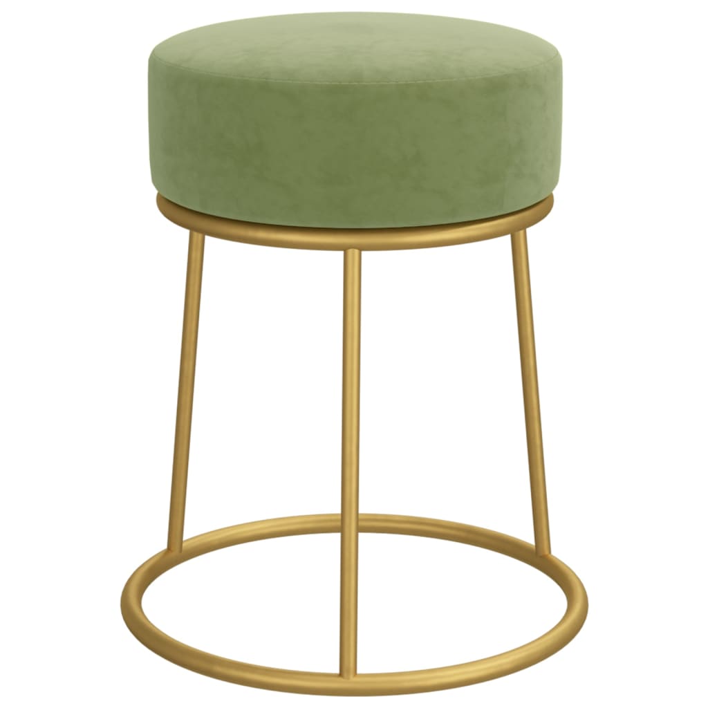 Hocker Rond Mosterd Groen Fluweel